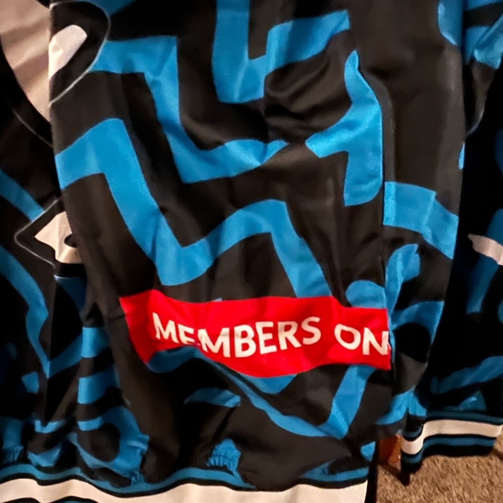 Members Only x Keith Haring Blue &  Black Patterned  Bomber Jacket sz-Large - Picture 7 of 12